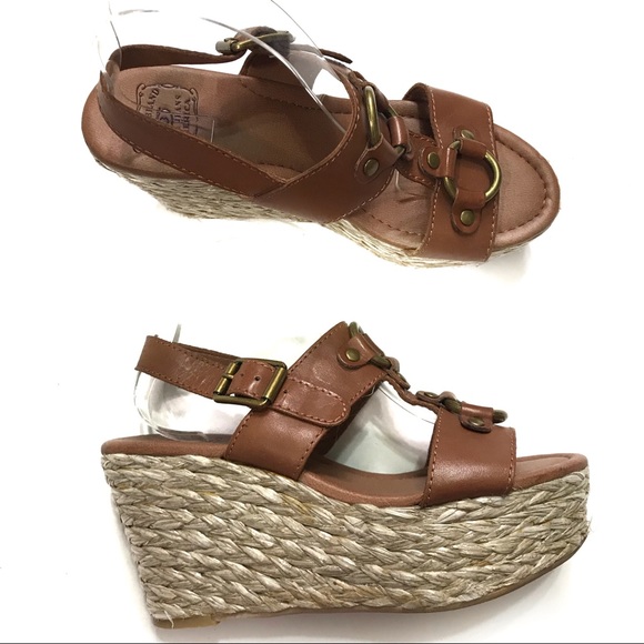 Lucky Brand Shoes - Lucky Brand Reba Brown Woven Straw Wedges Size 8M